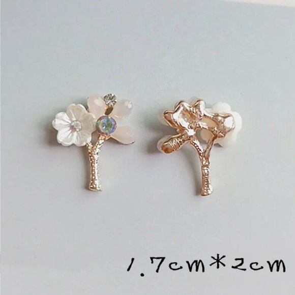 10 PCS 1.7x2cm 1.5x2.5cm Fashion Metal Alloy Imitation Pearl Flowers Charm - Picture 5 of 6